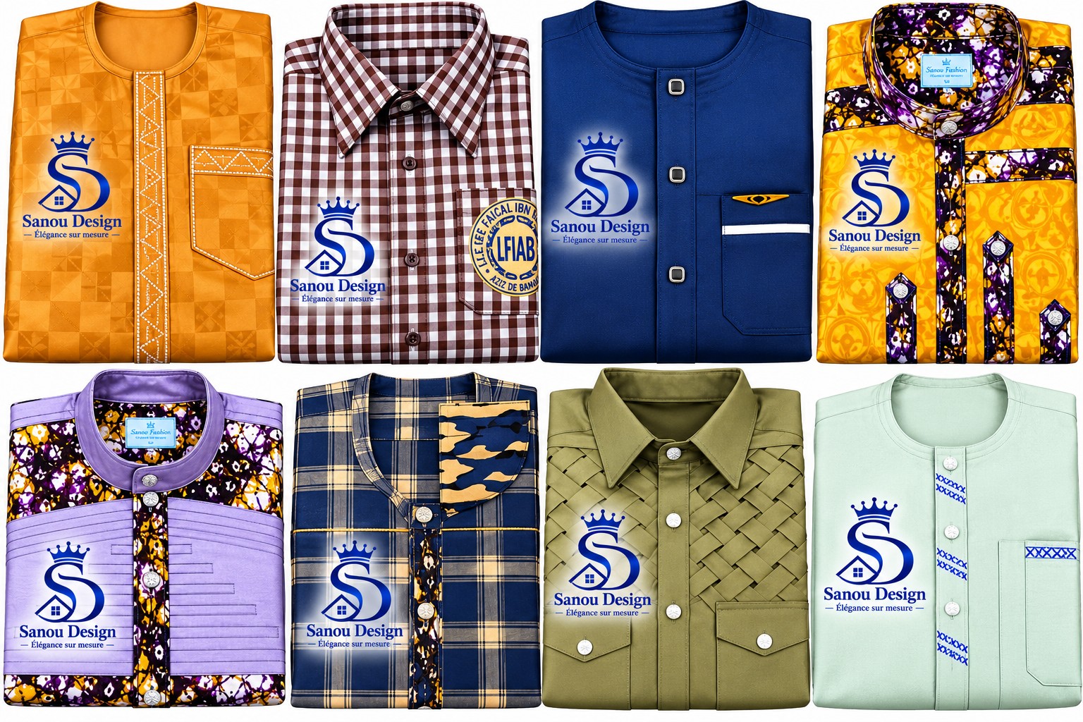 Collection de tenues avec différents motifs et couleurs