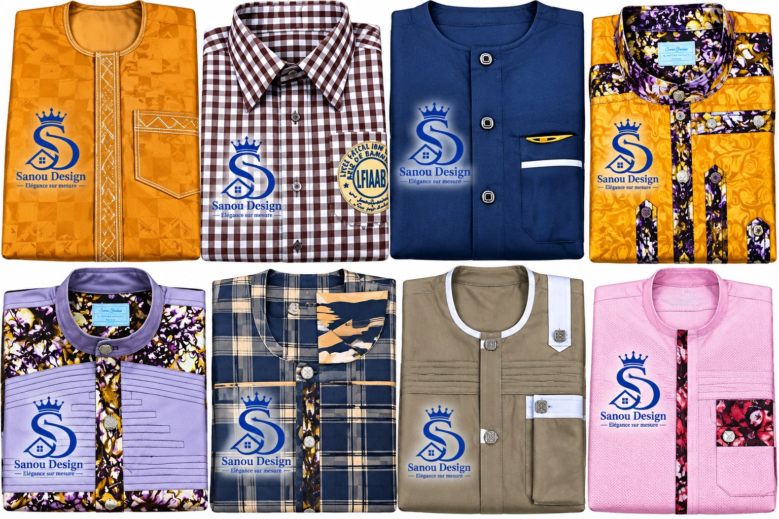 Sélection de chemises et boubous aux couleurs variées